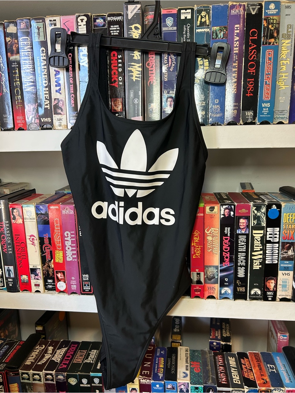 adidas Black One-Piece Swimsuit with White Trefoil
